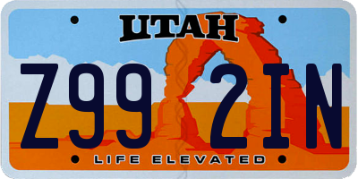 UT license plate Z992IN