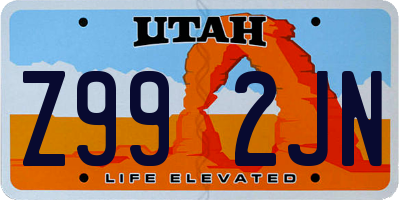 UT license plate Z992JN