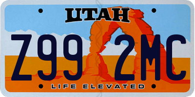 UT license plate Z992MC