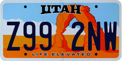 UT license plate Z992NW