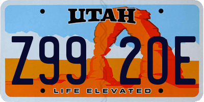 UT license plate Z992OE