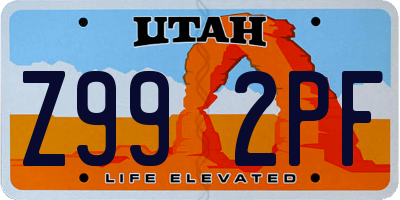 UT license plate Z992PF