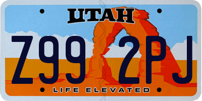 UT license plate Z992PJ