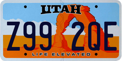 UT license plate Z992QE