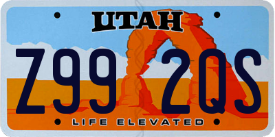 UT license plate Z992QS