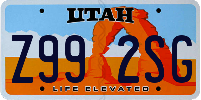 UT license plate Z992SG