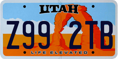 UT license plate Z992TB