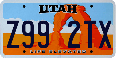 UT license plate Z992TX