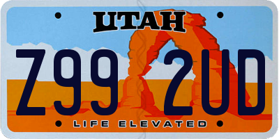 UT license plate Z992UD