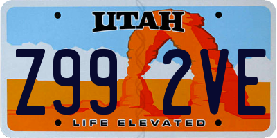 UT license plate Z992VE