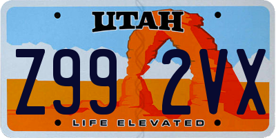 UT license plate Z992VX