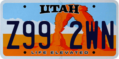 UT license plate Z992WN