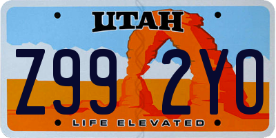 UT license plate Z992YO
