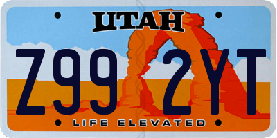 UT license plate Z992YT