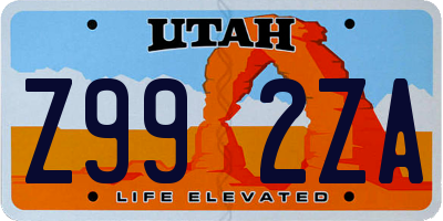 UT license plate Z992ZA