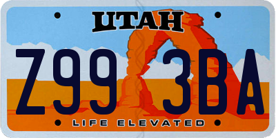 UT license plate Z993BA