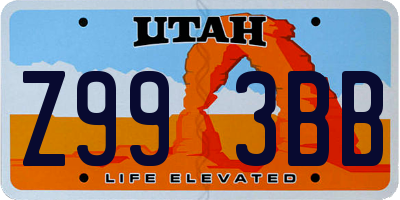 UT license plate Z993BB