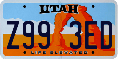 UT license plate Z993ED