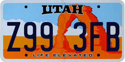 UT license plate Z993FB