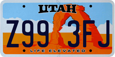 UT license plate Z993FJ