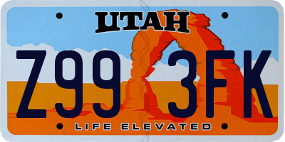 UT license plate Z993FK