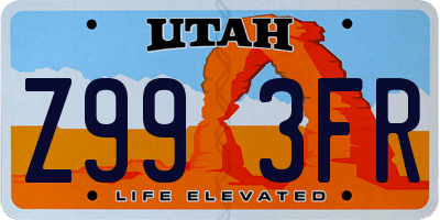 UT license plate Z993FR