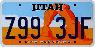 UT license plate Z993JF