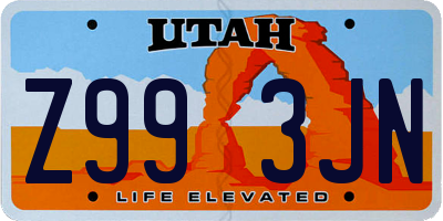 UT license plate Z993JN