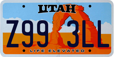 UT license plate Z993LL