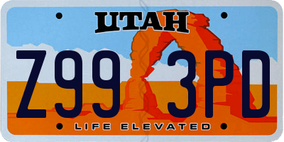 UT license plate Z993PD