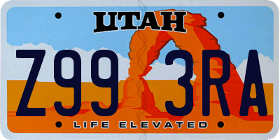 UT license plate Z993RA