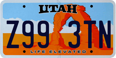 UT license plate Z993TN