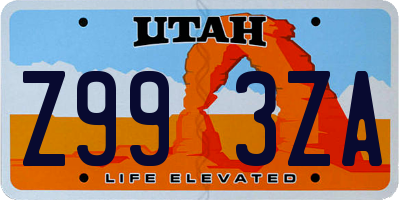 UT license plate Z993ZA