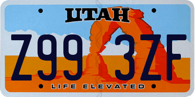 UT license plate Z993ZF
