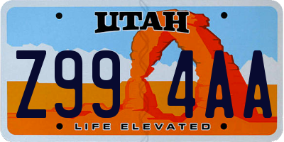 UT license plate Z994AA