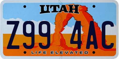 UT license plate Z994AC