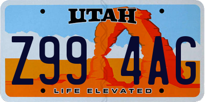 UT license plate Z994AG