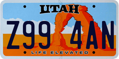 UT license plate Z994AN