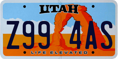 UT license plate Z994AS
