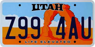 UT license plate Z994AU