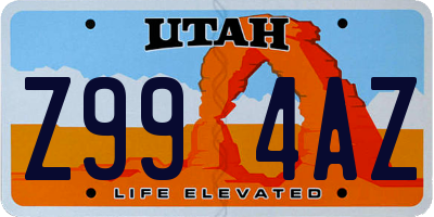 UT license plate Z994AZ