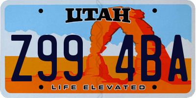 UT license plate Z994BA
