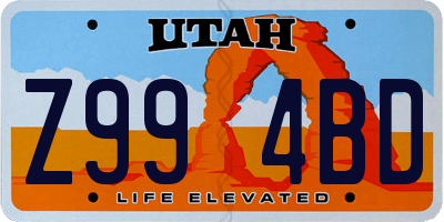 UT license plate Z994BD