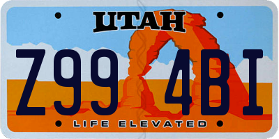 UT license plate Z994BI