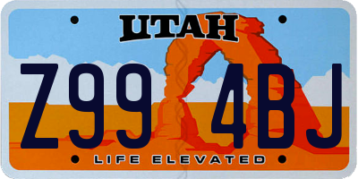 UT license plate Z994BJ