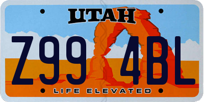UT license plate Z994BL