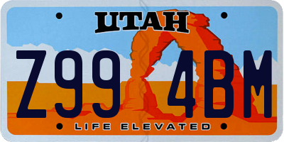 UT license plate Z994BM