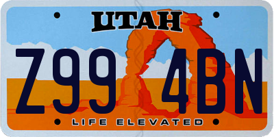 UT license plate Z994BN