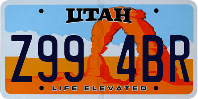 UT license plate Z994BR