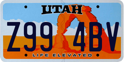 UT license plate Z994BV